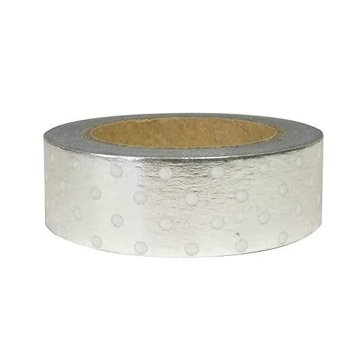 Wrapables Colorful Washi Masking Tape, Silver Dots