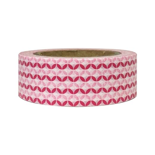 Wrapables Colorful Patterns Washi Masking Tape, Pink Psychedelic Dots