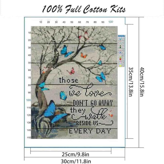 tree stamped cross stitch kits for adults beginner,butterfly counted cross stitch kits printed stitching cute patterns dimensions needlepoint art crafts embroidery kits for adults beginners