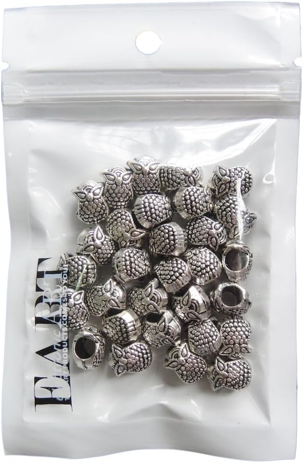 RUBYCA 30pcs Tibetan Silver Tone Spacer Beads Fit European Charms Bracelet Gorgeous Owl Design