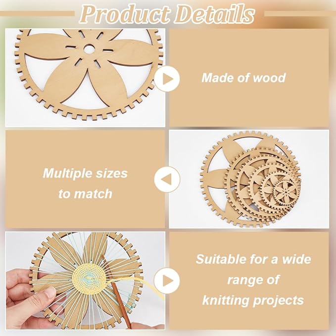 BENECREAT 6 Sizes Poplar Wood Weaving Loom Kit, Round DIY Weaving Loom DIY Weaving Art Tapestry Loom for Hanging Decor Woven Tapestry Knitted Crafts Making, 4.5mm Thick