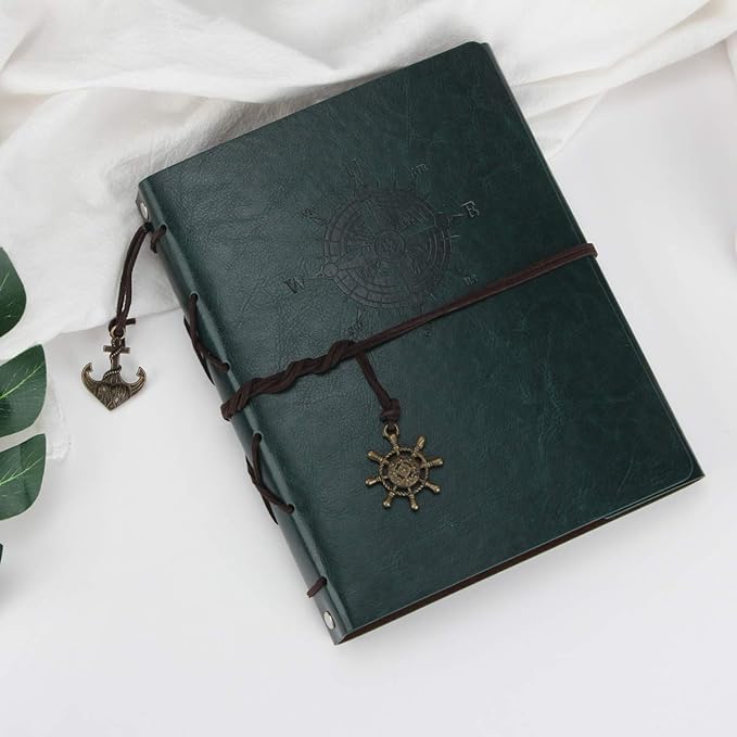ThxMadam Leather Scrapbook Album 60 Pages Vintage Love Photo Album,8.7 * 7.1 Inch Scrapbook for Couples-DIY Memory Book,Birthday/Wedding Guest Book Gift for Anniversary Mother's Day
