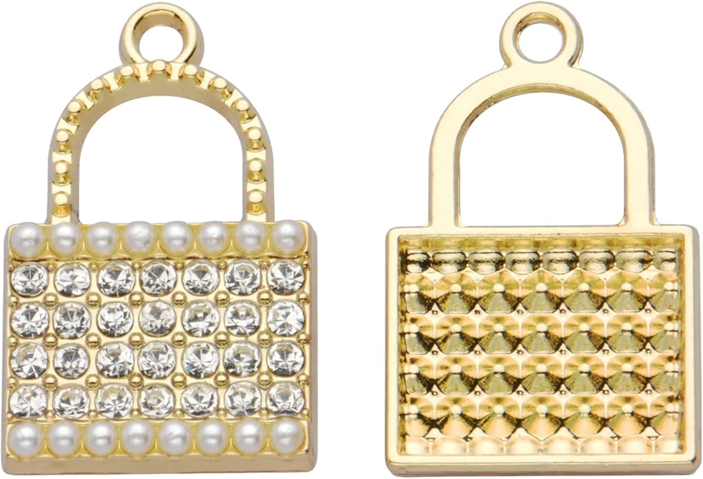 Pack of 20 Rhinestone Charms Gold Plated Pendants Pave Crystal Accessories for Necklace Bracelet Jewelry Making DIY Crafting