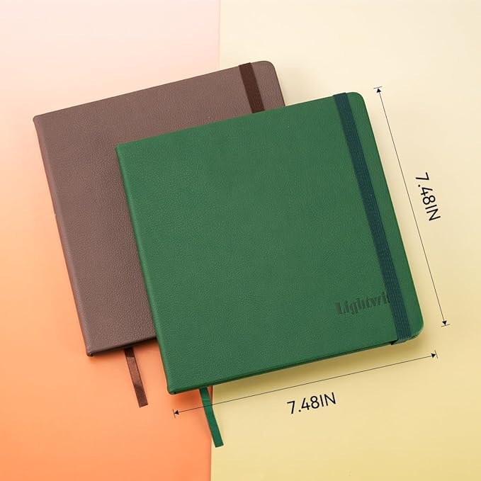 Lightwish Square Watercolor Journal, 100% Cotton Cold Press Watercolor Paper Sketchbook 7.48”x 7.48”, 20 Sheets (140lb/300gsm), Acid-Free for Watercolors, Gouache, Acrylics