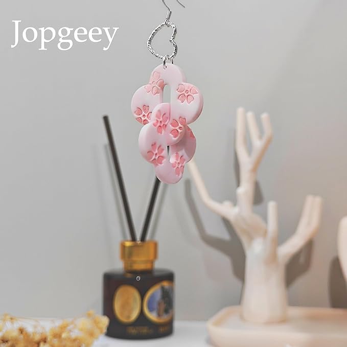 Jopgeey Polymer Clay Stamps Tool Set for Adults - 3D Print 12 Shapes of Plant & Animal, Work with Polymer Clay Cutter, Spring Cutter Stamps for Jewelry Pieces Making, Earrings and Necklace Pendants