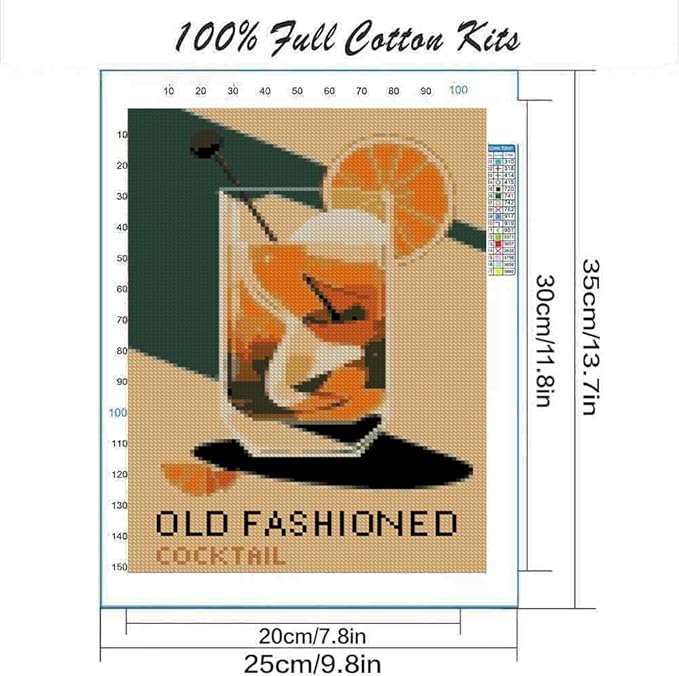 6 pack cocktail cross stitch kits for adults beginner,counted cross stitch kits printed stitching cute patterns dimensions needlepoint art crafts embroidery kits for adults beginners (9.8x13.7 inch)