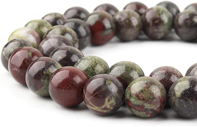 Natural Stone Beads for Jewelry Making - 10mm Round Gemstone Beads for Bracelets(34-37pcs, Dragon Blood)