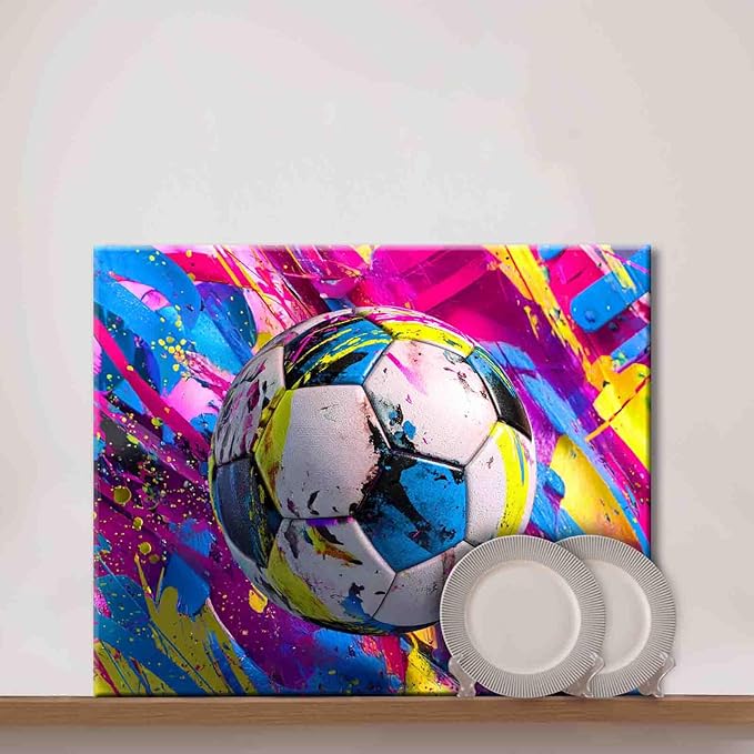 Aihonmin DIY Paint by Numbers,Colorful Soccer,Canvas Oil Painting Kit for Kids and Adults,Drawing Paintwork Acrylic Pigment,for Boys Room Decor Sports Decor for Boys Bedroom(Frameless)