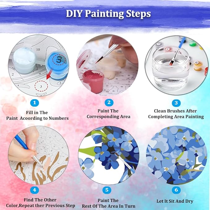 JUJUHOOD Blue Daisy Flower Paint by Numbers Kit for Adults Beginner & Kids Ages 8-12, Easy Paint by Number Without Easel, Simple Paint by Numbers for Gift Home Wall Decor (10x10Inch)
