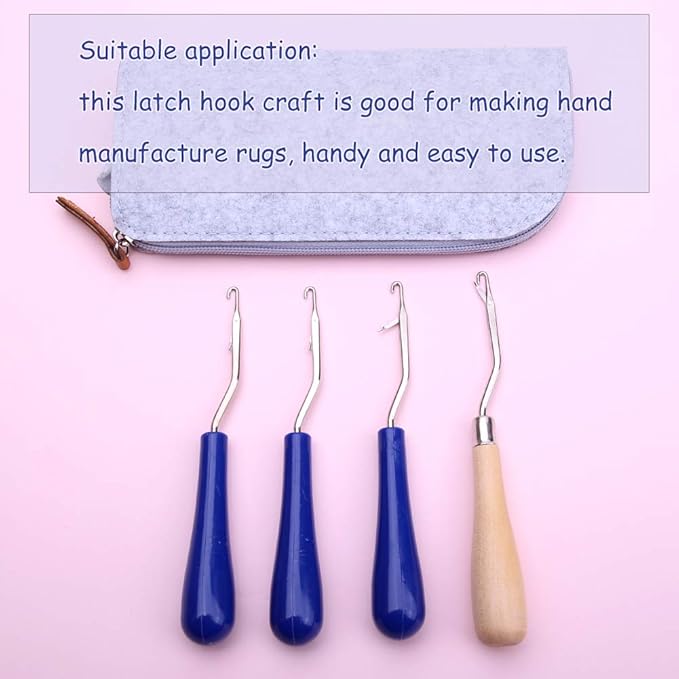 Latch Hook Set for Adults, Latch Hook Kit, Latch Hook Tool, Latch Hook Crochet Needle, Dreadlock Crochet Hook with Latch, Latch Hook Crochet Needle, Bent Latch Hook for Carpet Making