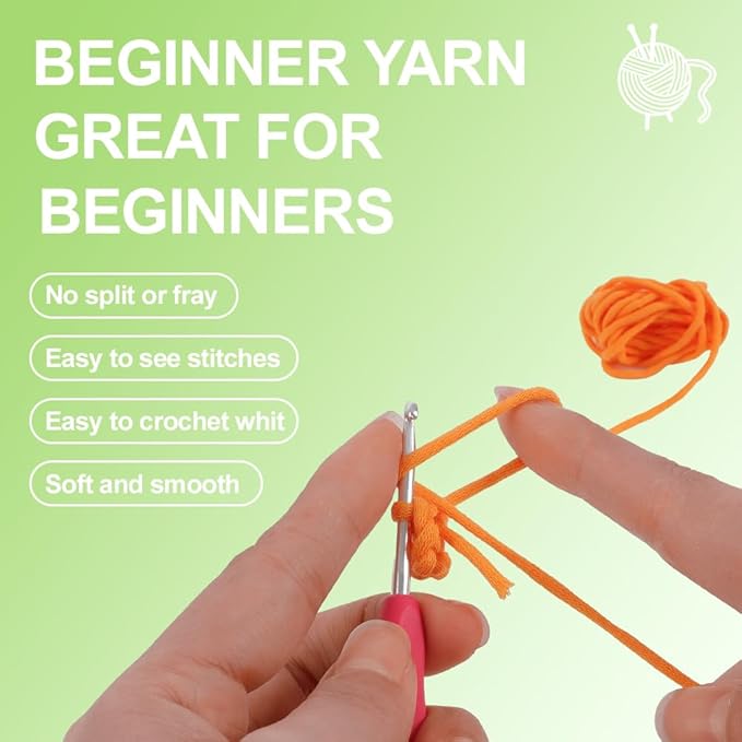 Autglint Monster Crochet Kit for Complete Beginners, Amigurumi Animal Starter Kit with Detailed Video Tutorials, Learn to Crochet Kit with Non-Split Pre-Started Yarn - Green Monster