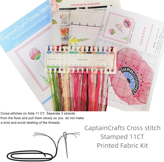 CaptainCrafts New Cross Stitch Kits Embroidery Kit Full Range Pre-Printed and Counted Fabrics Kits for Adults Beginners Home Decor (Stamped 11CT, Sweet Home)