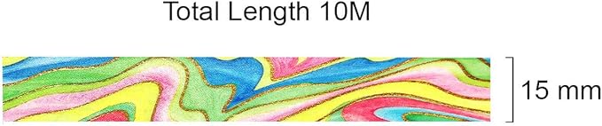 allydrew Gold and Silver Foil Washi Masking Tape, 15mm x 10M, Rainbow Swirl