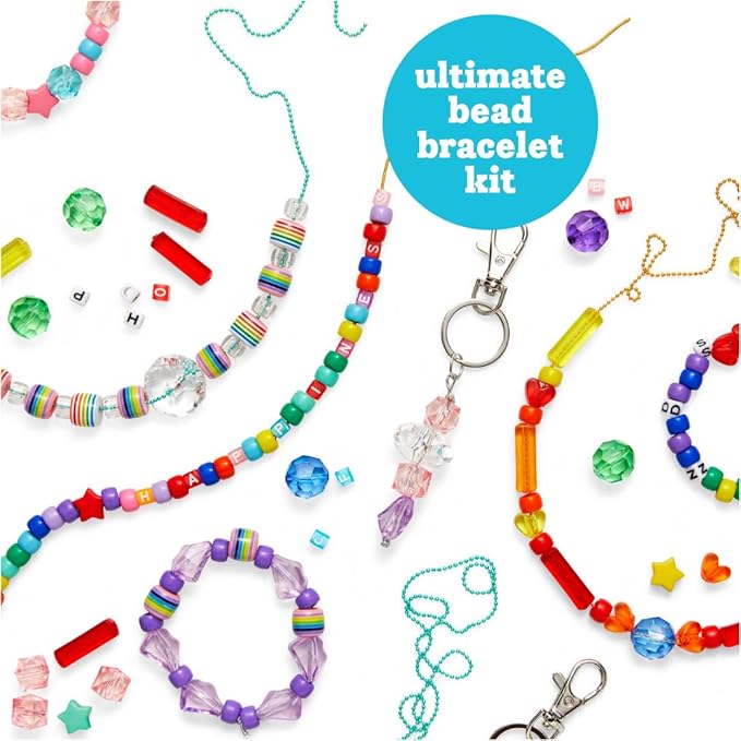 Kid Made Modern - Bright Beads Jewelry Kit - Bead Bracelet Kit - 865+ Piece Set - DIY Kids Crafts - Bulk Craft Set - Create Your Own Art - Includes Art & Jewelry Supplies - Ages 6+