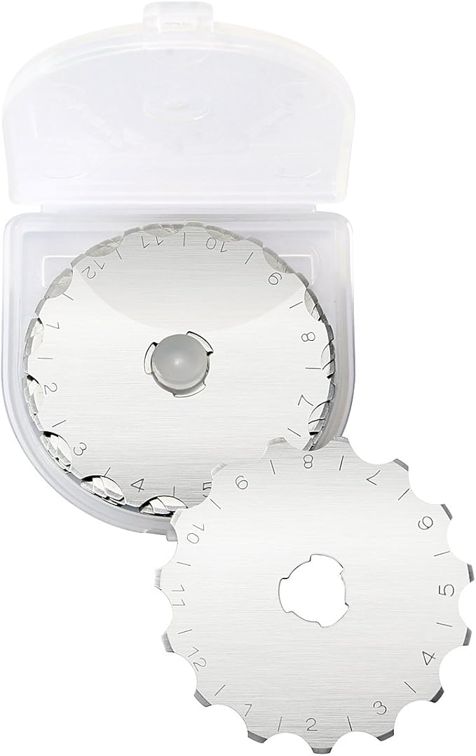 Headley Tools 45 mm Rotary Crochet Edge Skip Blades Comes with Storage Case Fits Olfa Fiskars Cutters- Pack of 5(45MM Skip, 15 Teeth)