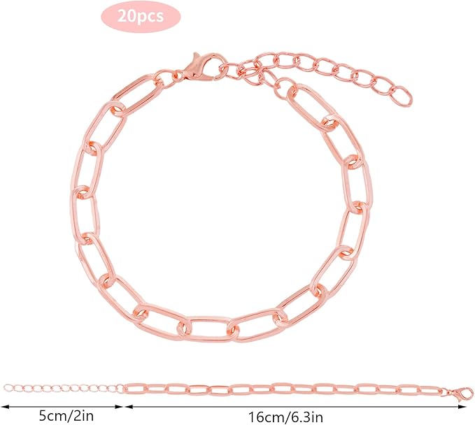 20pcs Chain Bracelets Kit Alloy Link with Lobster Clasps for Christmas DIY Women Jewelry Findings Bracelet Making (Silver & Rose Gold)