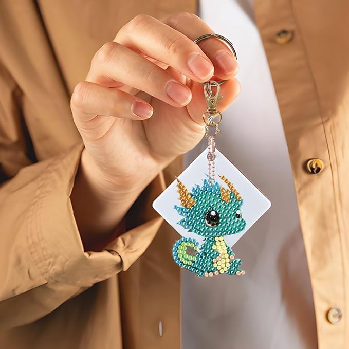 Diamond Painting Keychains Kits, Double Sided Diamond Art Keyrings for Adults, DIY Art Key Rings Ornaments Kits