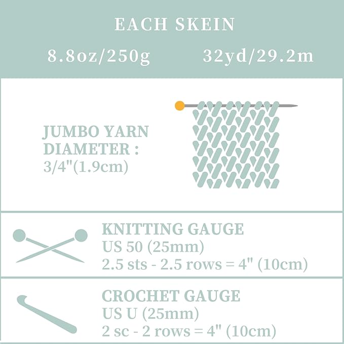 SUNTQ 8 Pack Chunky Chenille Yarn for Crocheting, Bulky Thick Fluffy Yarn for Hand Knitting Blanket, Soft Plush Knitting Yarn for Cushions, Pet Bed,Home Decor, Mint Green(32 yds,8.8 oz Each Skein)