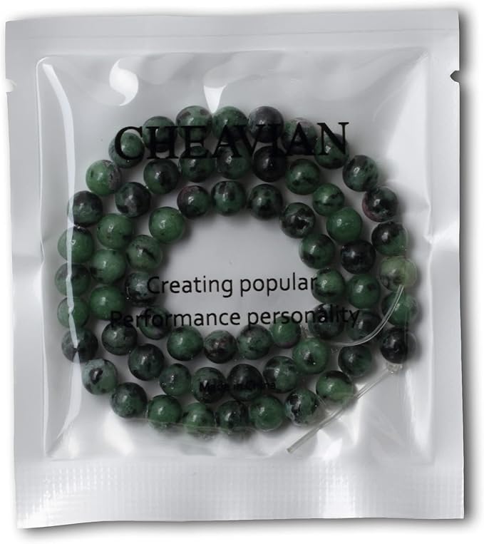 60PCS 6mm Natural Ruby Zoisite Jasper Gemstone Round Loose Beads for Jewelry Making 1 Strand 15"