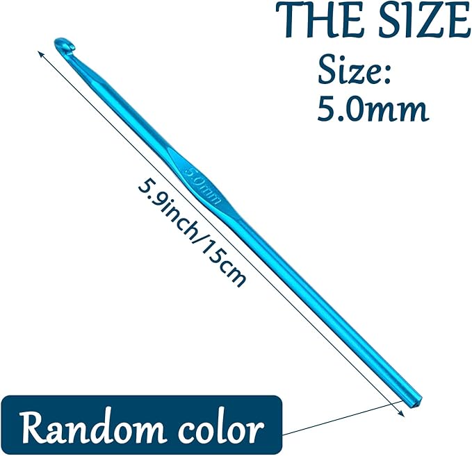 5 mm Crochet Hook, Crochet Needles for Yarn, Aluminum Ergonomic Crochet Hooks for Craft Beginners