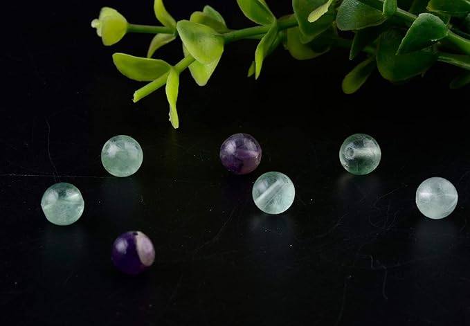 Natural Stone Beads 100pcs 8mm Fluorite Round Genuine Real Stone Beading Loose Gemstone Hole Size 1mm DIY Smooth Beads for Bracelet Necklace Earrings Jewelry Making (Fluorite Green, 8mm)