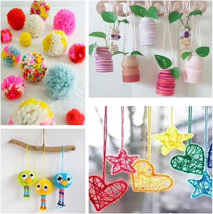 Pompom Makers, 4 Sizes Fluff Ball Weaver Needle Pompom Maker Sets-DIY Pompoms Craft Doll Making Kits Contain 1pcs Scissors + 10pcs Knitting Stitch Markers + 10pcs Plastic Needles(25)
