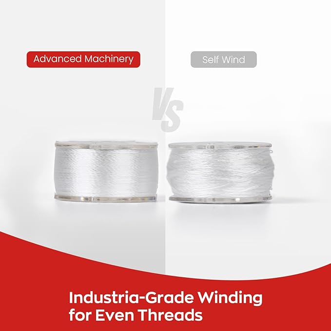 Poolin Prewound Bobbins, Richword Selected Plastic Sided, 144pcs Size L(SA155), 75D/2(60WT) Polyester Bobbin Thread for Commercial Multi Needles Embroidery Machine, White 110 Yards