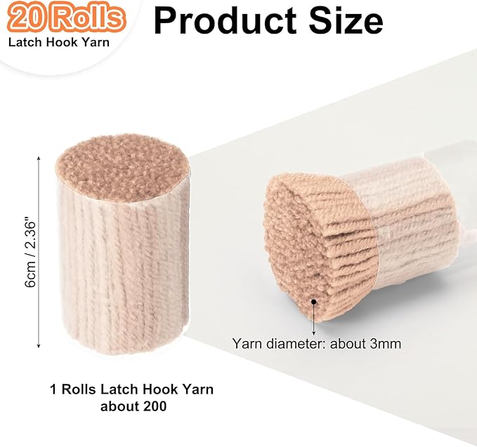 PATIKIL 20 Rolls Latch Hook Yarn, Latch Hook Kit Precut Rugs Yarn Making Crochet Bundles for Rug Adults Beginners Tapestry DIY Craft, White Pink