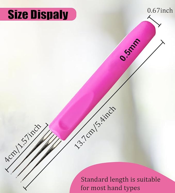 Weabetfu Dreadlocks Crochet Hooks with Ergonomic Handle,Dreadlock Needle Tool for Craft,Dreadlock Crochet Hook for Hair 0.5mm 3 Hook