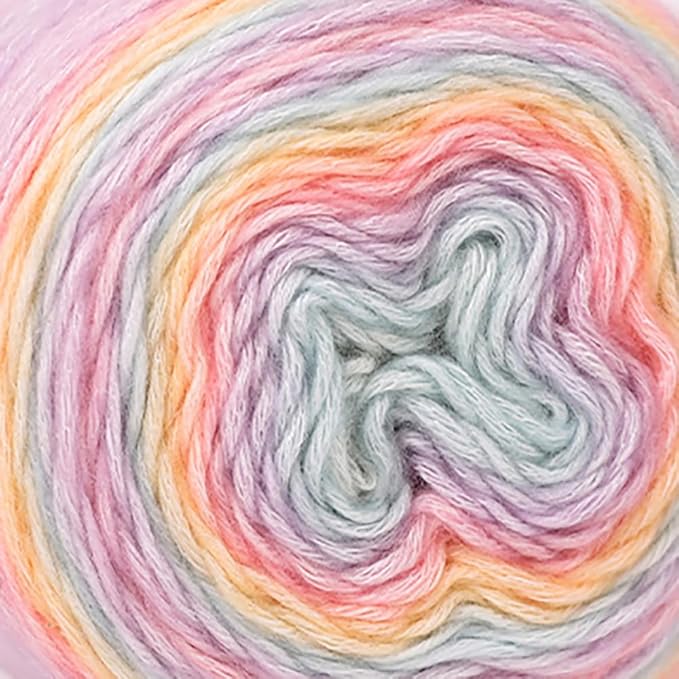 Crocheting Knitting-Gradient Cake Yarn, Soft Multicolor Medium-Fine Blended Yarn, Weight 100 Grams, Contains 60% Cotton 30% Acrylic 10% Wool. Suitable for Scarf, Gloves, Shawl, Blanket.(1171)