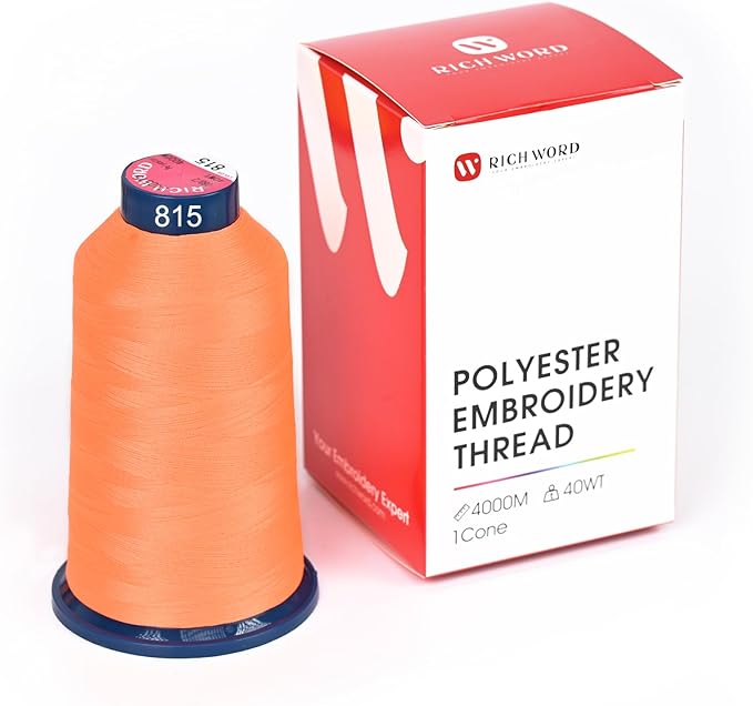 Poolin Embroidery Machine Thread Richword Selected Yellow 4000M 40WT Polyester Embroidery Thread – Smooth, Strong Single Spool for Home & Commercial Machines 0815