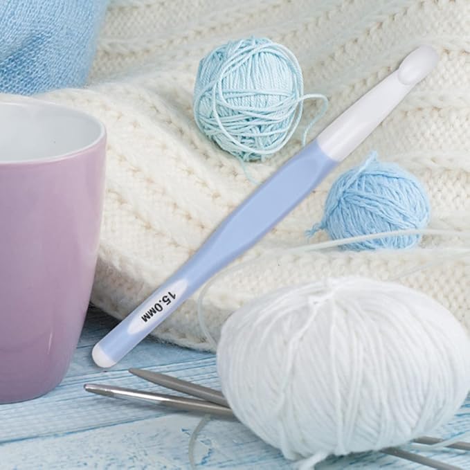 Long Crochet Hooks 3 pcs Large Sizes Crochet Needles QLRFFLJOY 12mm 15mm 20mm Rubber Handle Crochet Hook Set DIY Yarn Weaving Tools for Knitting Blankets, Shawl and Carpets