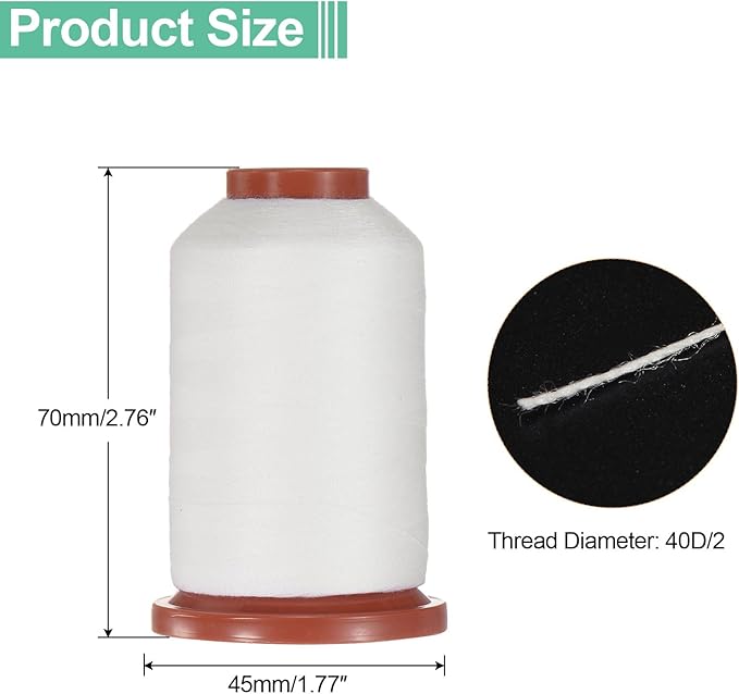 uxcell 40D/2 Sewing Thread 1100 Yards Polyester Household Sewing String Hand Stitching Polyester Cord for Clothing Stitching Shoe Bag Repairing DIY Craft White