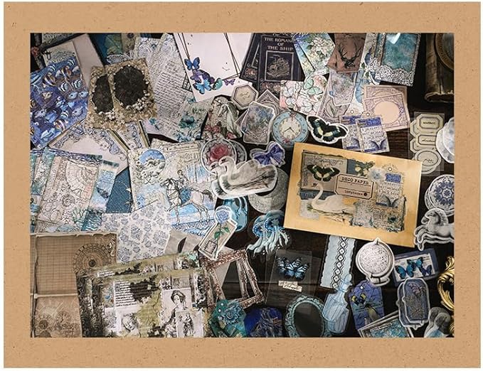 Alideco 100pcs Vintage Scrapbook Supplies Pack for Art Journaling Bullet Junk Journal Planners DIY Paper Stickers Craft Kits Notebook Collage Album Aesthetic Cottageco (bingdaolanbo)