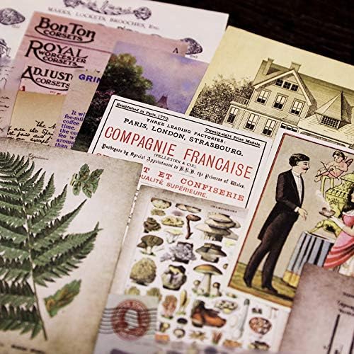 CATaireen Vintage Junk-Journal Mixed Paper Scrapbooking Embellishments Set Retro Journaling Decoupage Stickers Textured Packaging Decorative Cards Tags Kit (Old Photos 3)