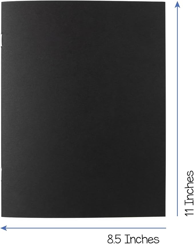 hygloss blank books - bulk 20 pack – 8.5" x 11" a4 black paperback blank books for kids to write stories, doodle, arts & crafts – plain drawing sketchbook, unlined journal, notebook without lines