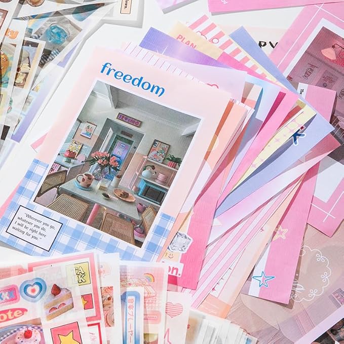 50 Sheets Washi Sticker Book, 30 Sheets Aesthetics Stickers & 20 Sheets Washi Paper for Journaling Scrapbooking Bullet Journals Planners Letter Card Making