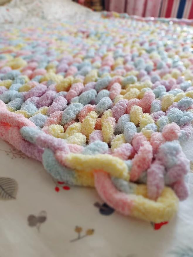 DDL&HEXI 2 Park Super Chenille Chunky Yarn,Blanket Making Kit,Jumbo Knitting Yarn 2x8oz 226g per Bag (204)