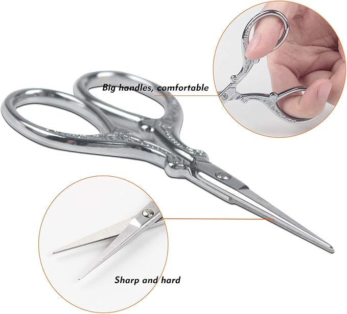 Sewing Embroidery Scissors Mini 3.6 inch Craft Scissors Shears for Crafting Fabric Scissor for Art Work Threading Needlework DIY Tools with Leather Scissor Cover