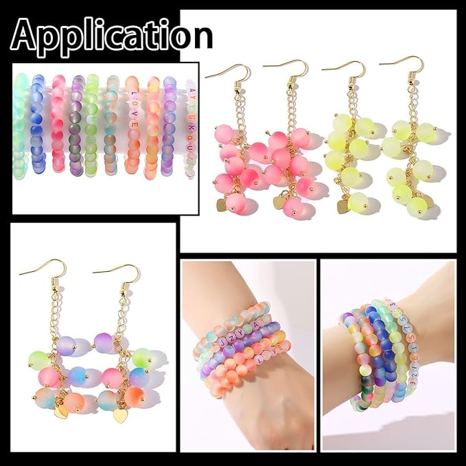 Glow in The Dark Glass Beads for Bracelet Making, 850pcs 6mm 26 Color Crystal Gem Beads Round with Luminous Numbers&Letters Craft Beads for Bracelets Necklaces Earring Making Kit Party Decor