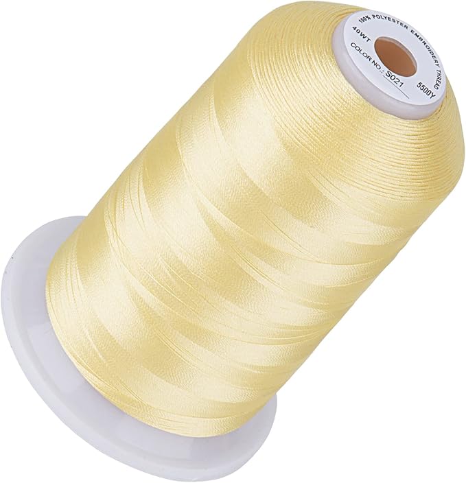 Simthread 5500Yds Embroidery Thread, 5000M High-Yardage 40WT 100% Polyester Thread – 170+ Vivid Colors, High-Speed Rated – Compatible with Brother, Singer, Janome & More - Maize S021