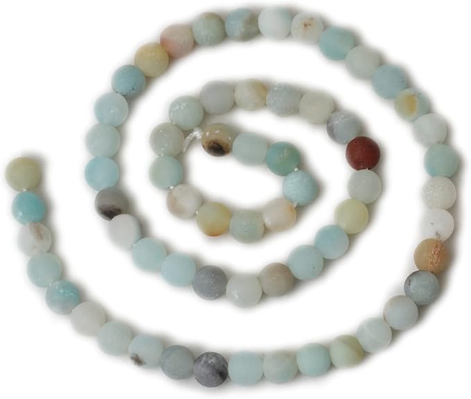 cheavian 60pcs 6mm natural colorful frosted amazonite gemstone round loose beads stone beads for jewelry making diy 1 strand 15"