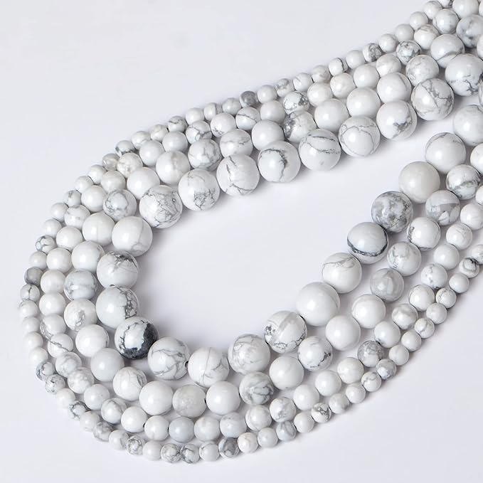 bymitel 8mm natural howlite round beads gemstones genuine with 140pcs diy jewelry making unisex (8mm 140pcs, howlite)