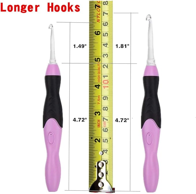 Yarniss Lighted Crochet Hooks Set - 11 Sizes Light Up Crochet Hooks with Case,Rechargeable Crochet Hook with Light,2.5mm to 8mm