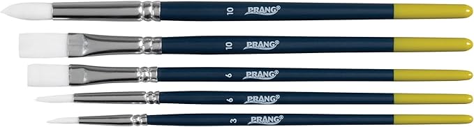 Prang Hobby Five-Brush Set, Assorted Sizes, Natural Hair, Flat; Round Profiles, 5/set