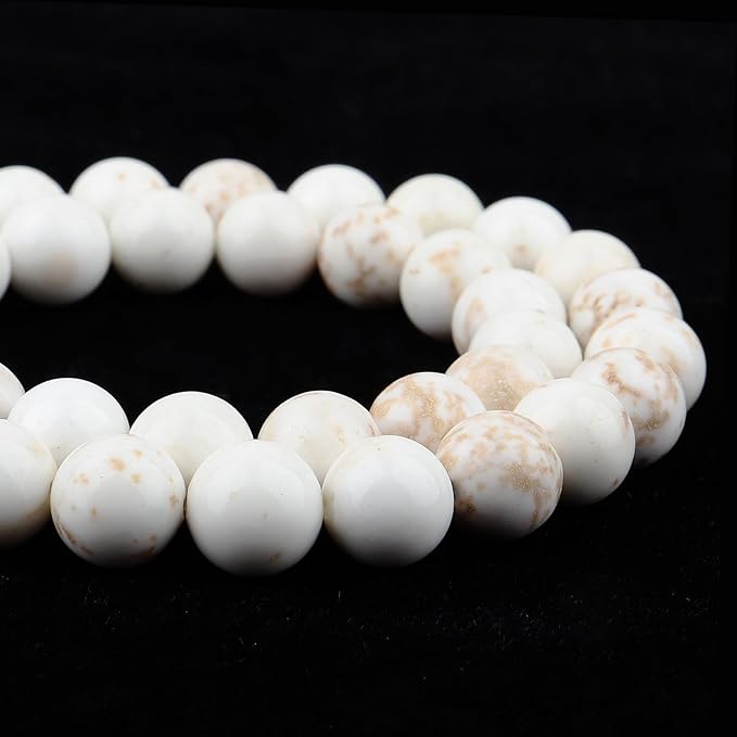 Natural Stone Beads for Jewelry Making - 10mm Gemstone Round Beads for Bracelets(34-37pcs, Magnesite)