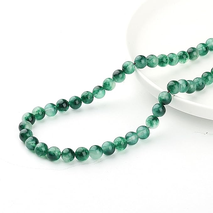 Natural Stone Beads for Jewelry Making - 8mm Gemstone Round Beads for Bracelets(45-47pcs, 8mm, Moss Jade)