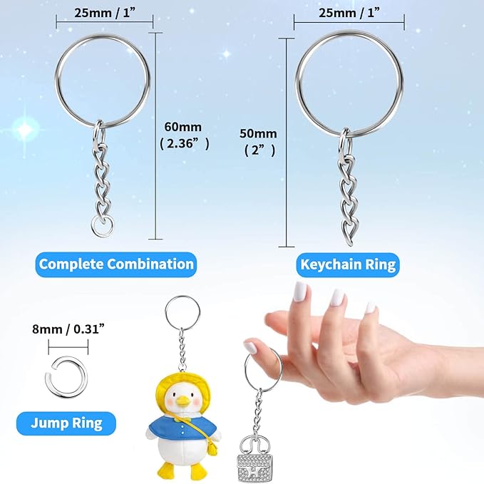 Paxcoo 100Pcs Split Key Chain Rings with Chain and Jump Rings Bulk for Crafts