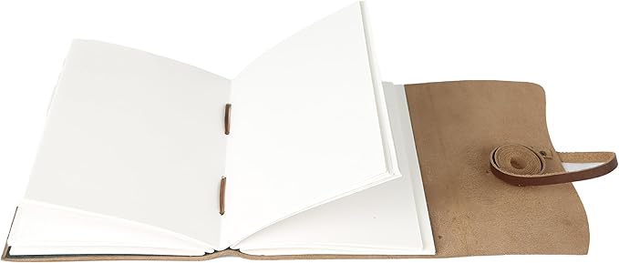 KomalC Dark Tan Leather Journal 7x5 | Handmade Vintage Notebook with Unlined Pages | Rustic Cotton Paper | Antique-Style Travel Diary & Sketchbook for Men & Women