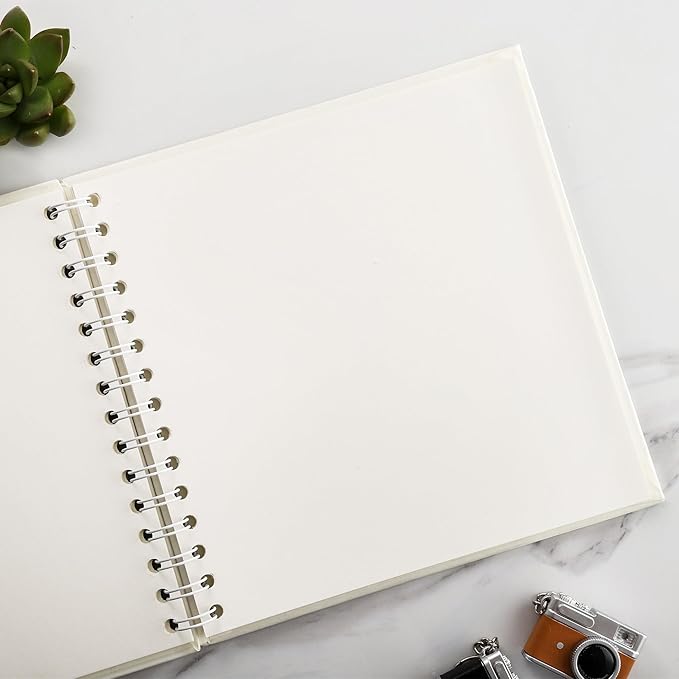 Scrapbook 8 x 8 Inch DIY Square Photo Window, Memory Book for Parents and Kids, Photo Album Hardcover Kraft Paper Cream 20 Sheets/ 40 Pages